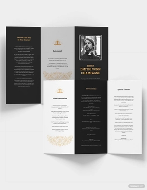 Catholic Funeral Memorial Tri-Fold Brochure Template