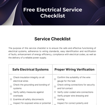 Free Electrical Service Checklist Template to Edit Online