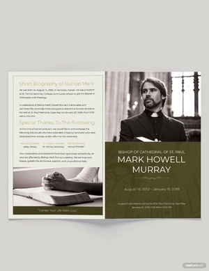Catholic Funeral Program Bi-Fold Brochure Template