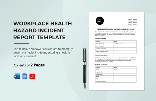 Workplace Health Hazard Incident Report Template