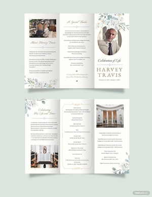 Celebration Of Life Funeral Memorial Tri-Fold Brochure Template