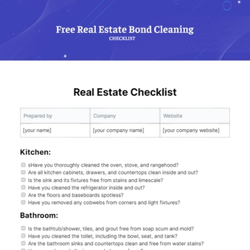 Free Real Estate Bond Cleaning Checklist Template to Edit Online