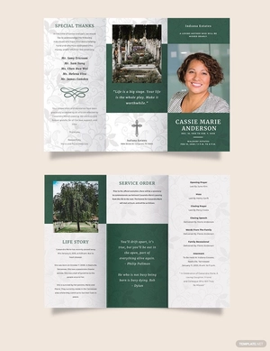 Celebration Of Life Funeral Obituary Tri-Fold Brochure Template