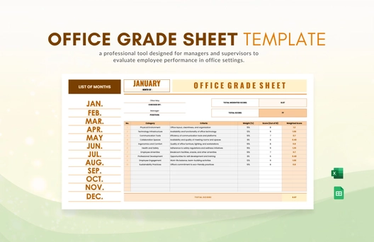 Office Grade Sheet Template