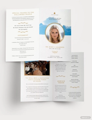 Christian Funeral Obituary Bi-Fold Brochure Template