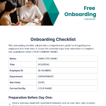 Free Onboarding Checklist Template to Edit Online