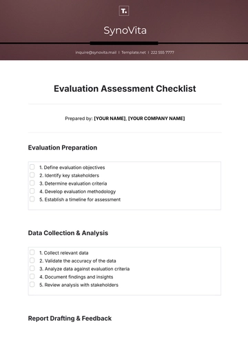 Free Evaluation Assessment Checklist Template to Edit Online