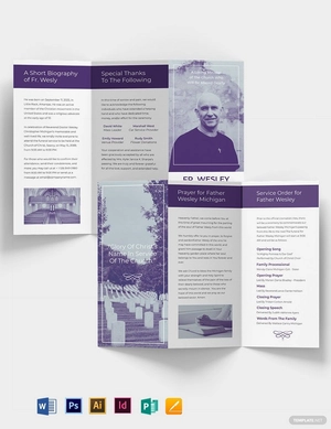 Christian Loving Memory Funeral Tri-Fold Brochure Template