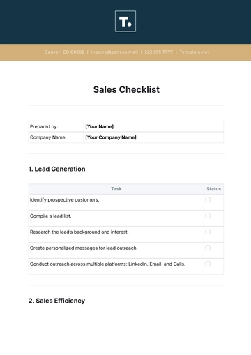 Free Sales Checklist Template to Edit Online