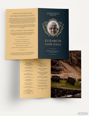 Classic Funeral Obituary Bi-Fold Brochure Template