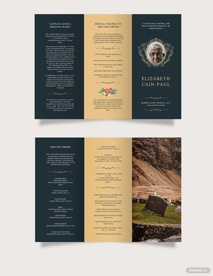 Classic Funeral Obituary Tri-Fold Brochure Template