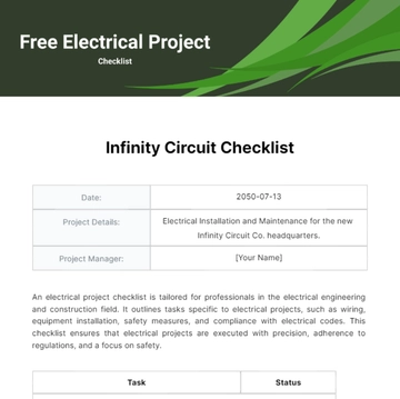 Free Electrical Project Checklist Template to Edit Online