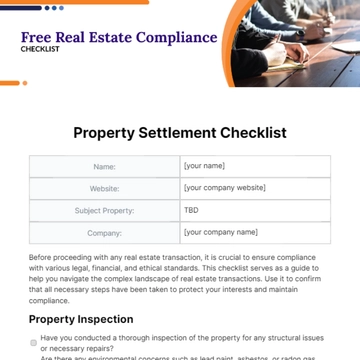Free Real Estate Compliance Checklist Template to Edit Online