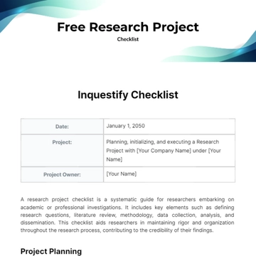 Free Research Project Checklist Template to Edit Online