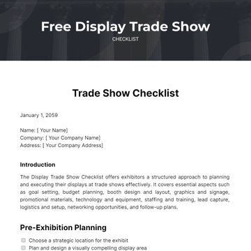 Free Display Trade Show Checklist Template to Edit Online