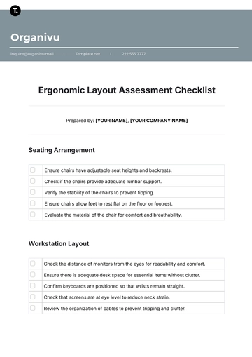 Free Ergonomic Layout Assessment Checklist Template to Edit Online