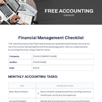 Free Accounting Checklist Template to Edit Online