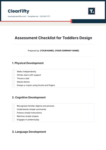 Free Assessment Checklist for Toddlers Template to Edit Online