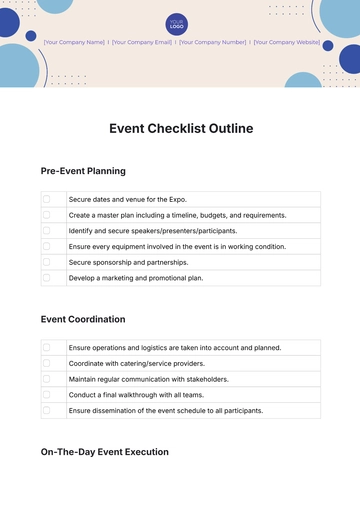 Free Event Checklist Outline Template to Edit Online | Template.net