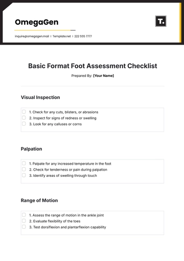 Free Basic Format Foot Assessment Checklist Template to Edit Online