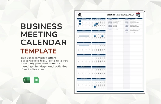 Business Meeting Calendar Template