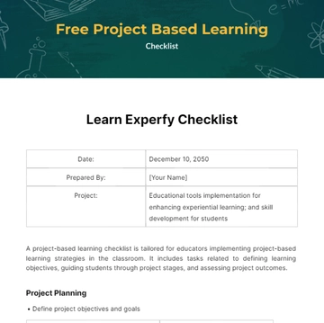 Free Project Based Learning Checklist Template to Edit Online