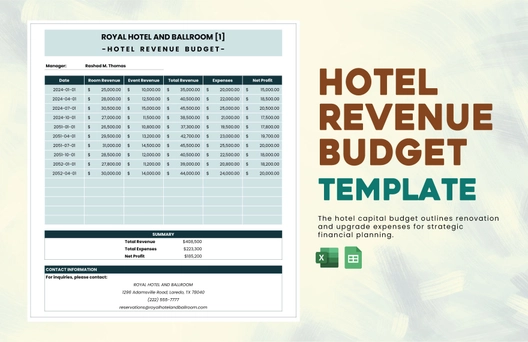 Hotel Revenue Budget Template Hotel Revenue Budget Template