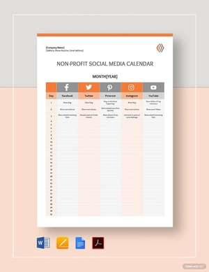 Nonprofit Social Media Calendar Template