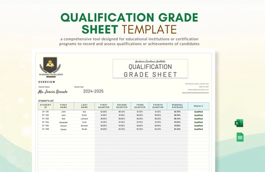 Qualification Grade Sheet Template