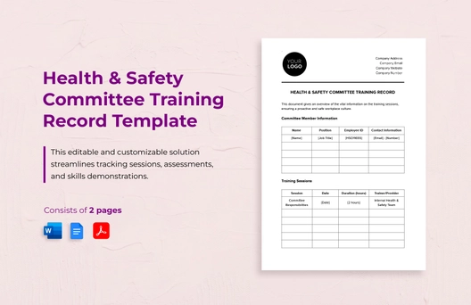 Health & Safety Committee Training Record Template