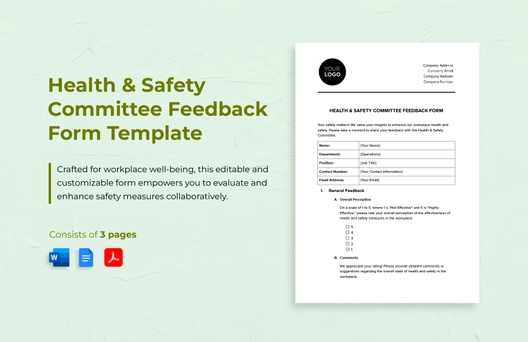 Health & Safety Committee Feedback Form Template