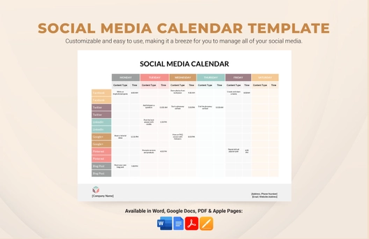 Social Media Calendar Template