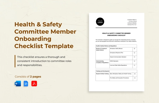 Health & Safety Committee Member Onboarding Checklist Template