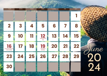 Free June 2024 Calendar with Holidays Philippines Template to Edit Online