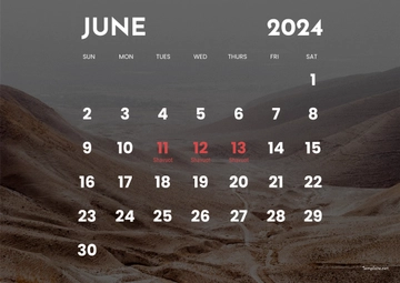 Free June 2024 Jewish Calendar Template to Edit Online