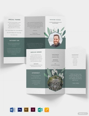Father/ Dad Funeral Obituary Tri-Fold Brochure Template