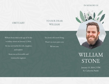 Free Father/ Dad Funeral Obituary Tri-Fold Brochure Template to Edit Online