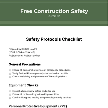Free Construction Safety Checklist Template to Edit Online