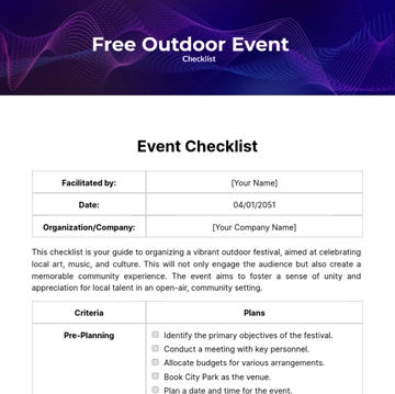 Free Outdoor Event Checklist Template to Edit Online