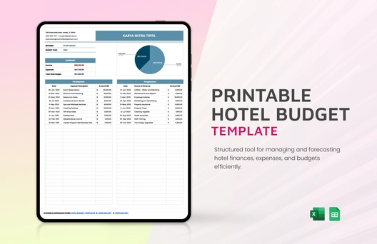 Printable Hotel Budget Template Printable Hotel Budget Template