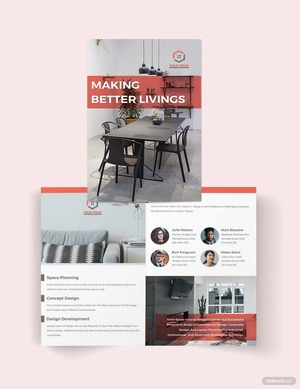 Home Interior Bi-Fold Brochure Template