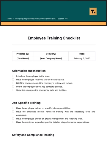 Free Employee Training Checklist Template to Edit Online