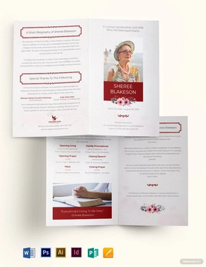 In Loving Memory Funeral Program Bi-Fold Brochure Template