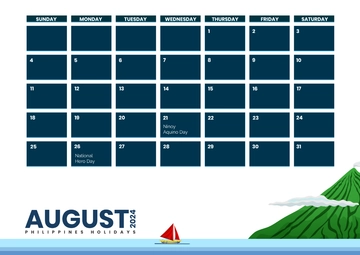 Free August 2024 Calendar with Holidays Philippines Template to Edit Online
