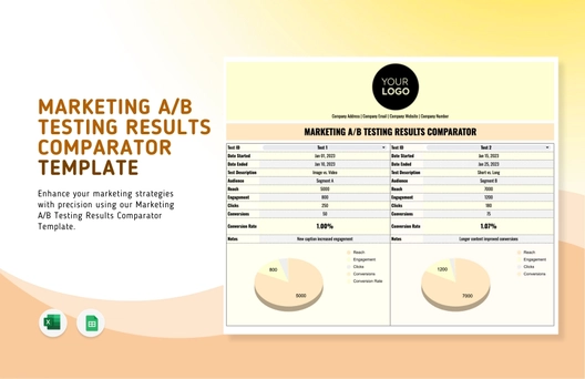 Marketing A/B Testing Results Comparator Template