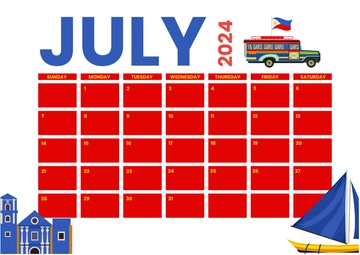 Free July 2024 Calendar with Holidays Philippines Template to Edit Online