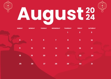 Free Chinese Calendar August 2024 Template to Edit Online