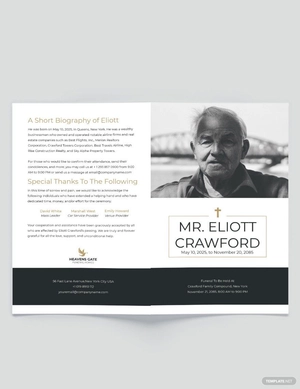 Minimalistic Funeral Program Bi-Fold Brochure Template
