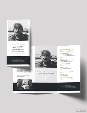 Minimalistic Funeral Program Tri-Fold Brochure Template