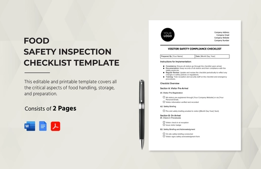Food Safety Inspection Checklist Template